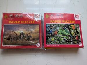 Bei Bi La 500 Pieces Paper Puzzle Lot Of Two Unopened Safari And Birds.